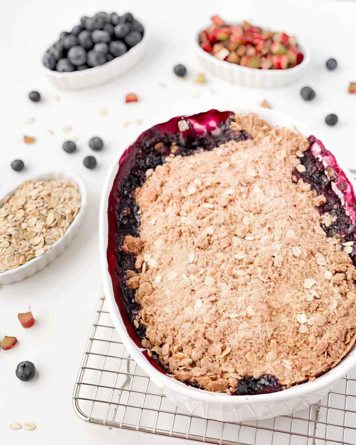 Blueberry Rhubarb Crisp - Vegan, GF, DF, Top 8 Free