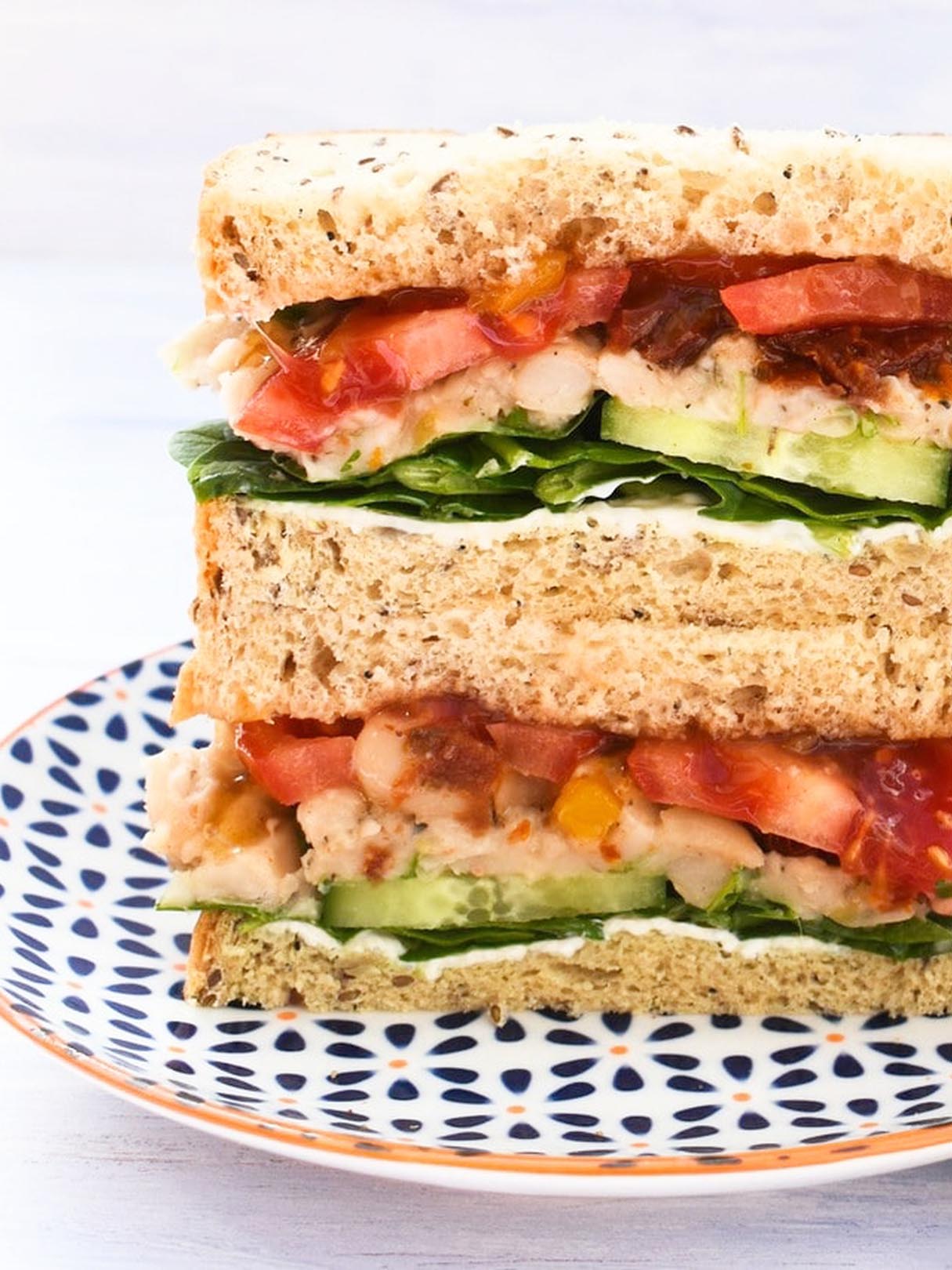 Delivious Italian White Bean & Tomato Sandwich (Vegan)