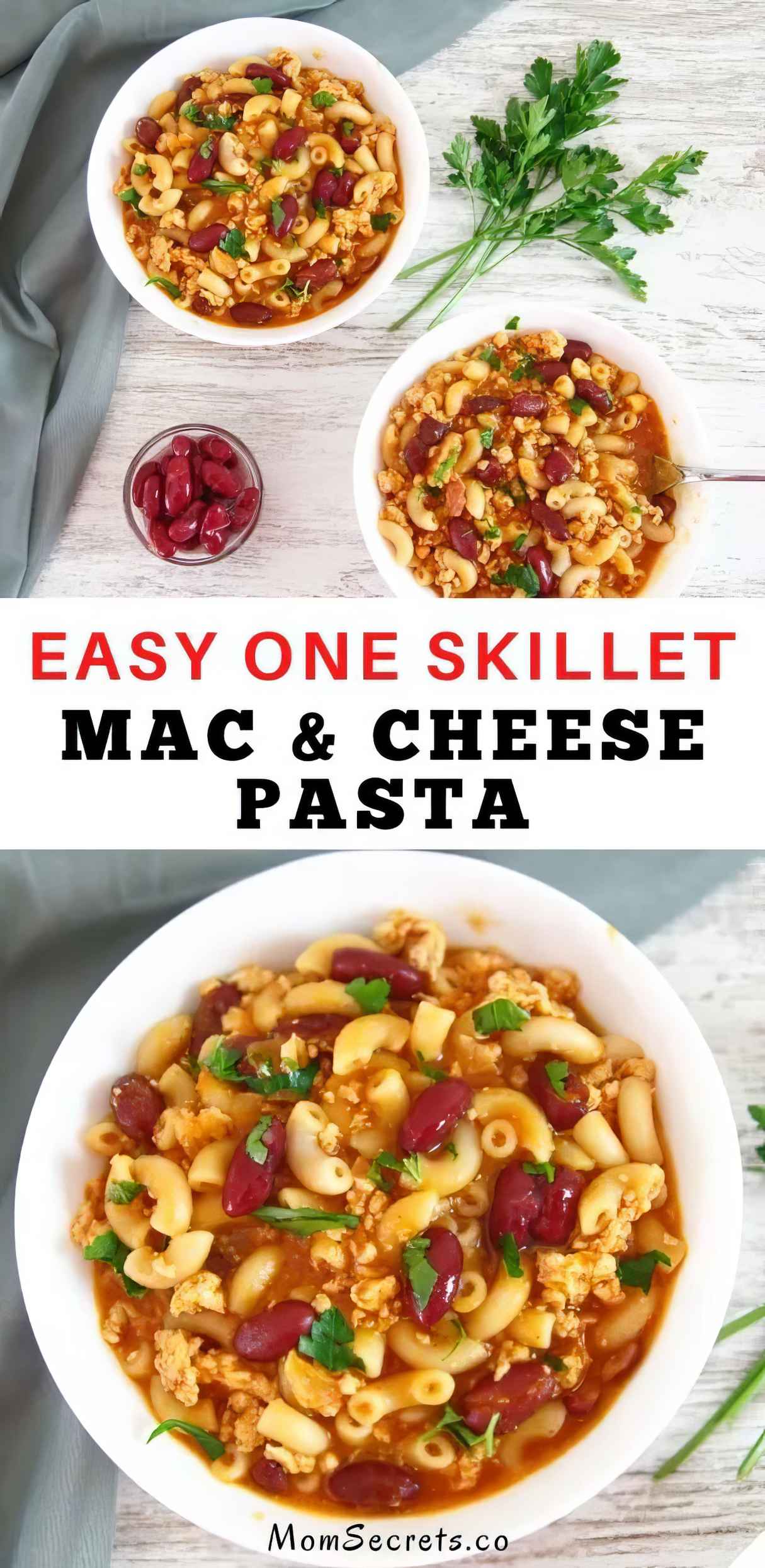 Easy One Skillet Chili Mac & Cheese