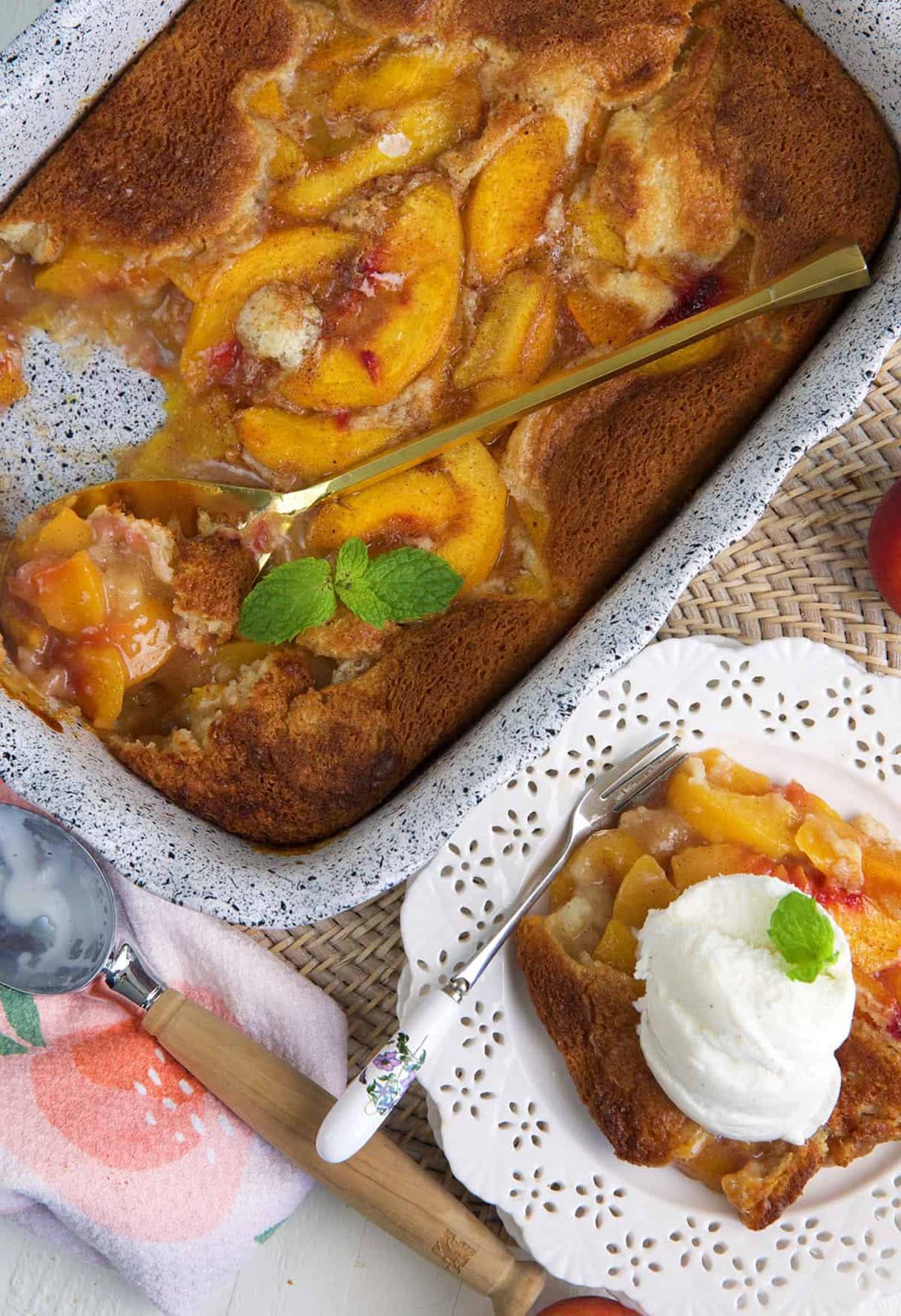 Easy Peach Cobbler (With Whole Wheat Flour Batter)
