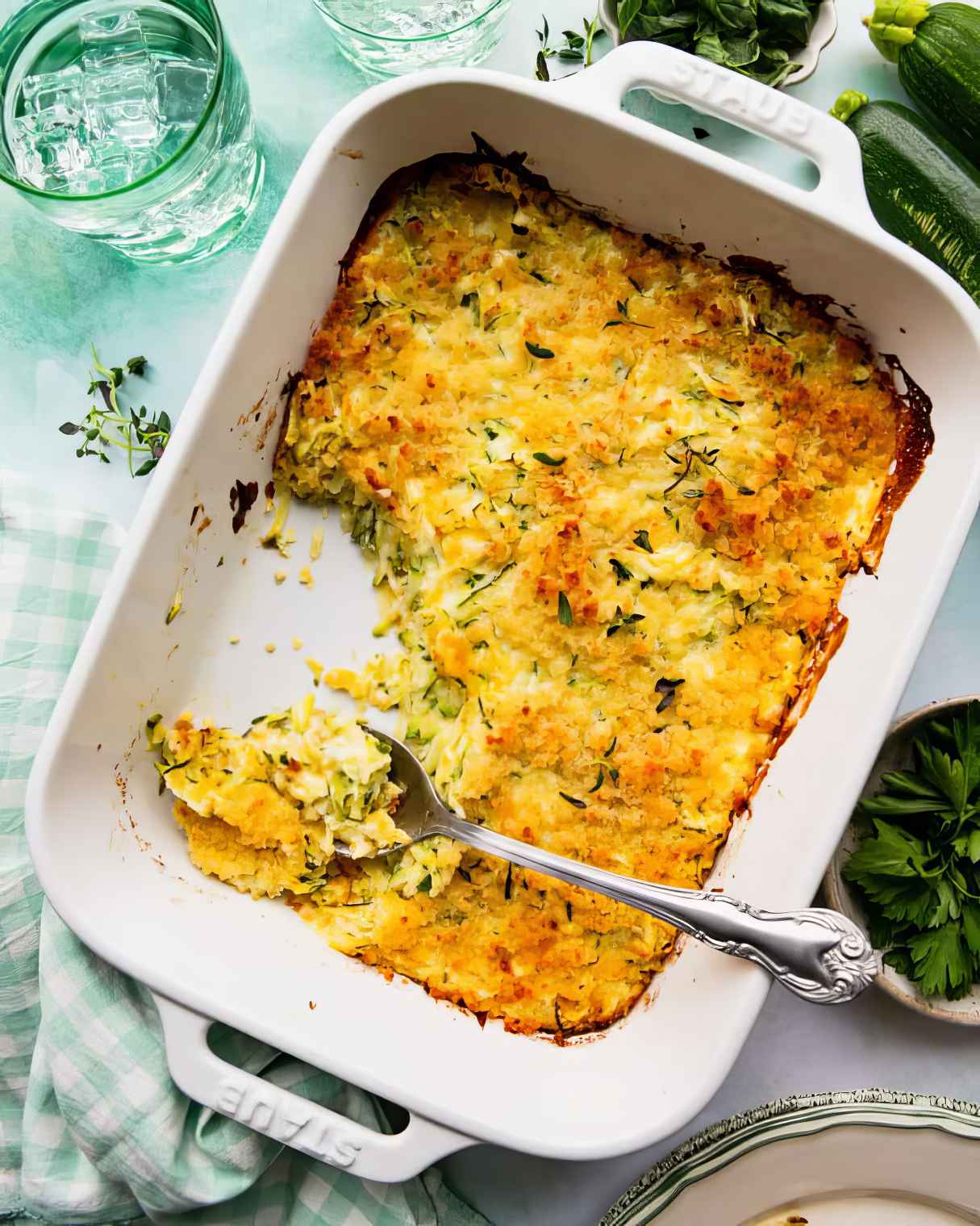 Garlic Parmesan Zucchini Casserole - Perfect Side for Costco Rotisserie Chicken!