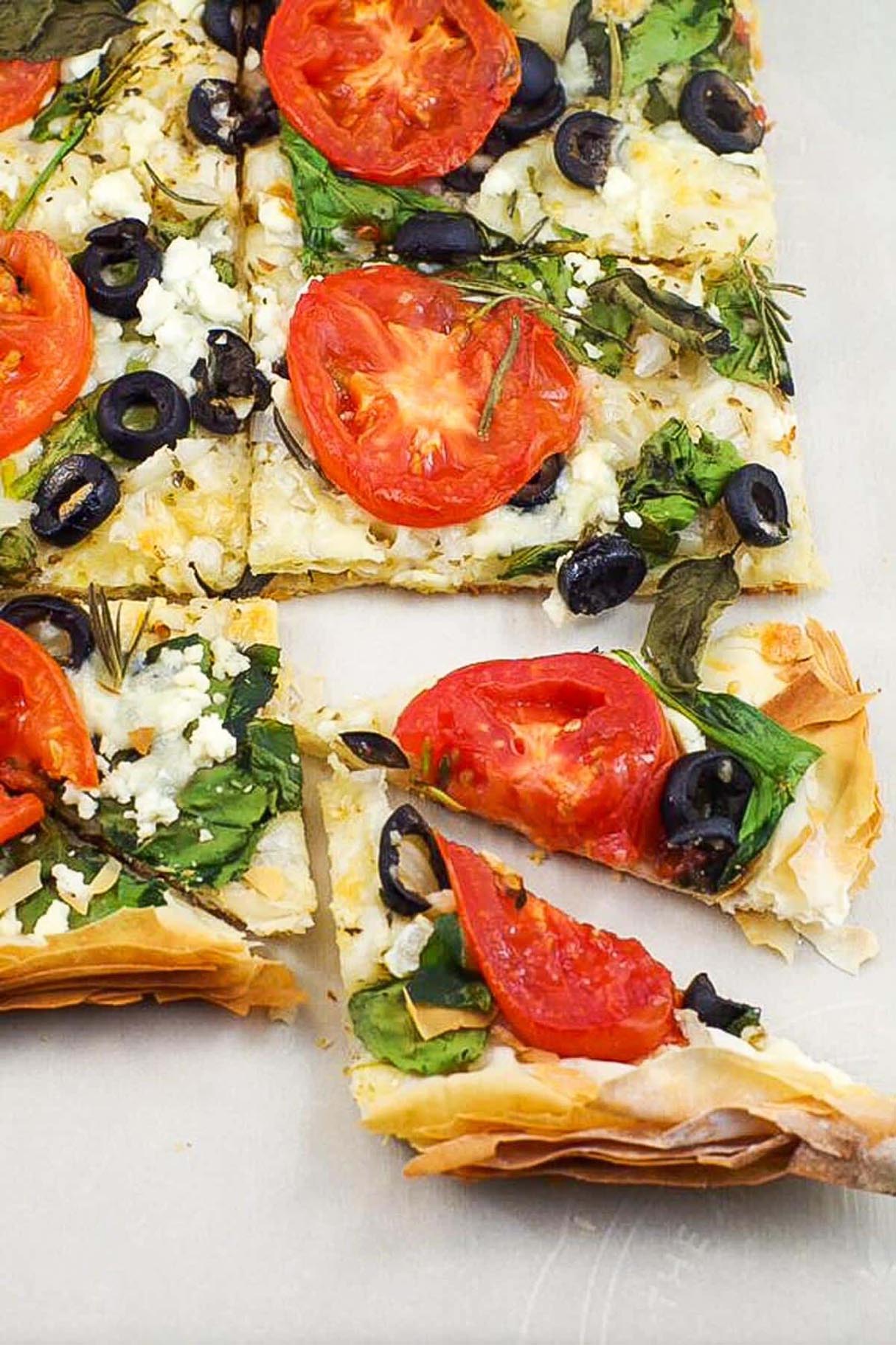 Greek-style Veggie Phyllo Pizza – Healthy Game day food