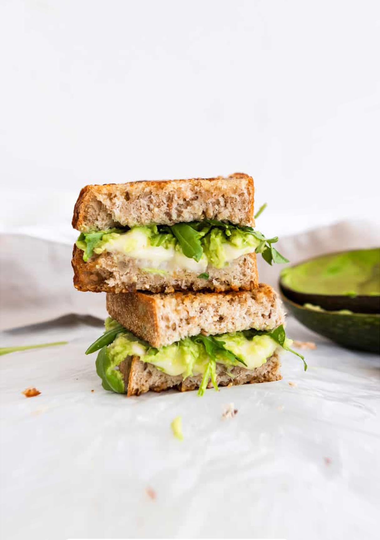 Havarti Grilled Cheese with Mashed Avocado + Baby Arugula
