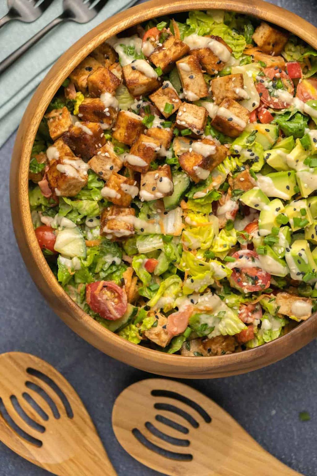 Marinated Tofu Salad with Tahini Dressing