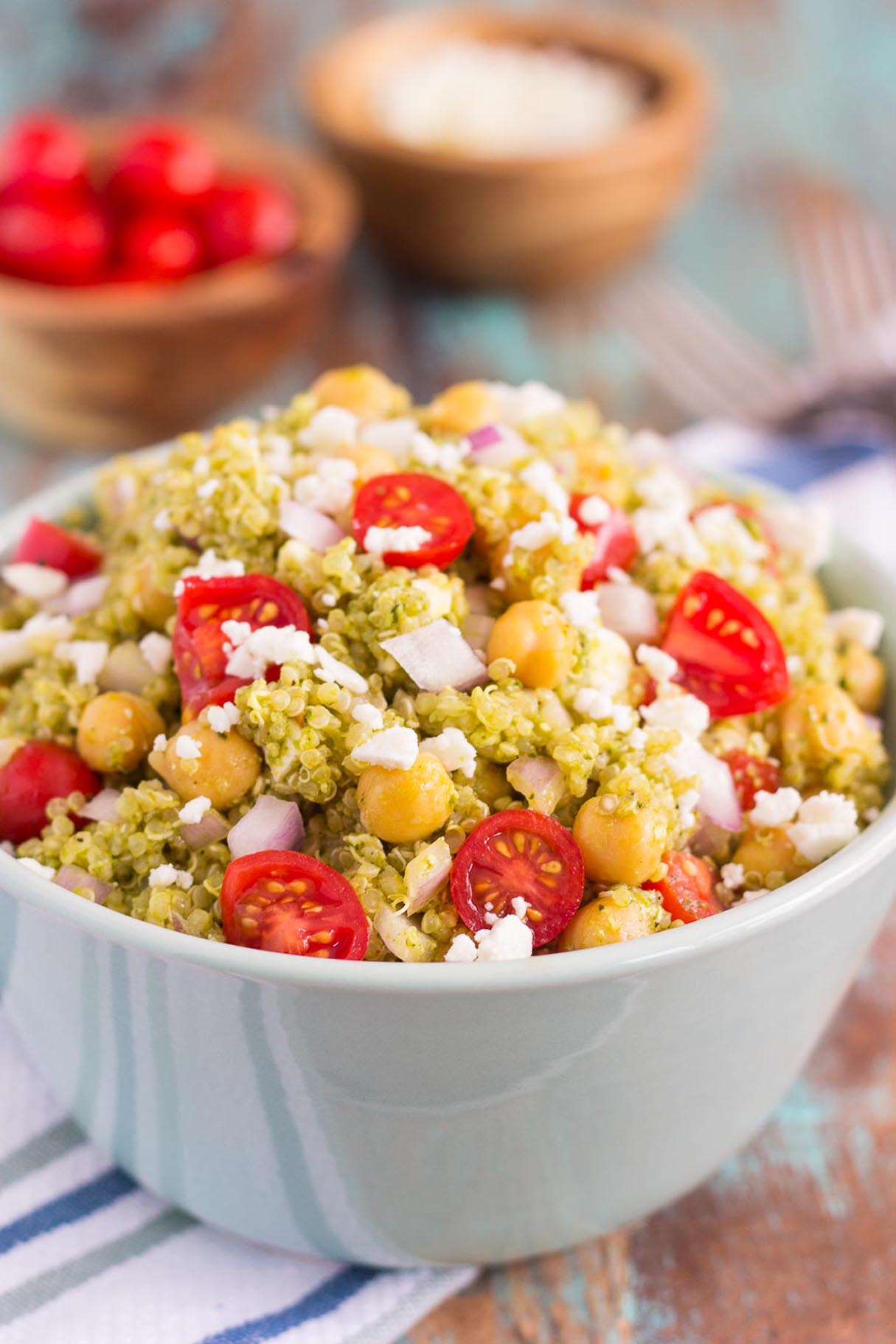 Quinoa and Chickpea Pesto Salad