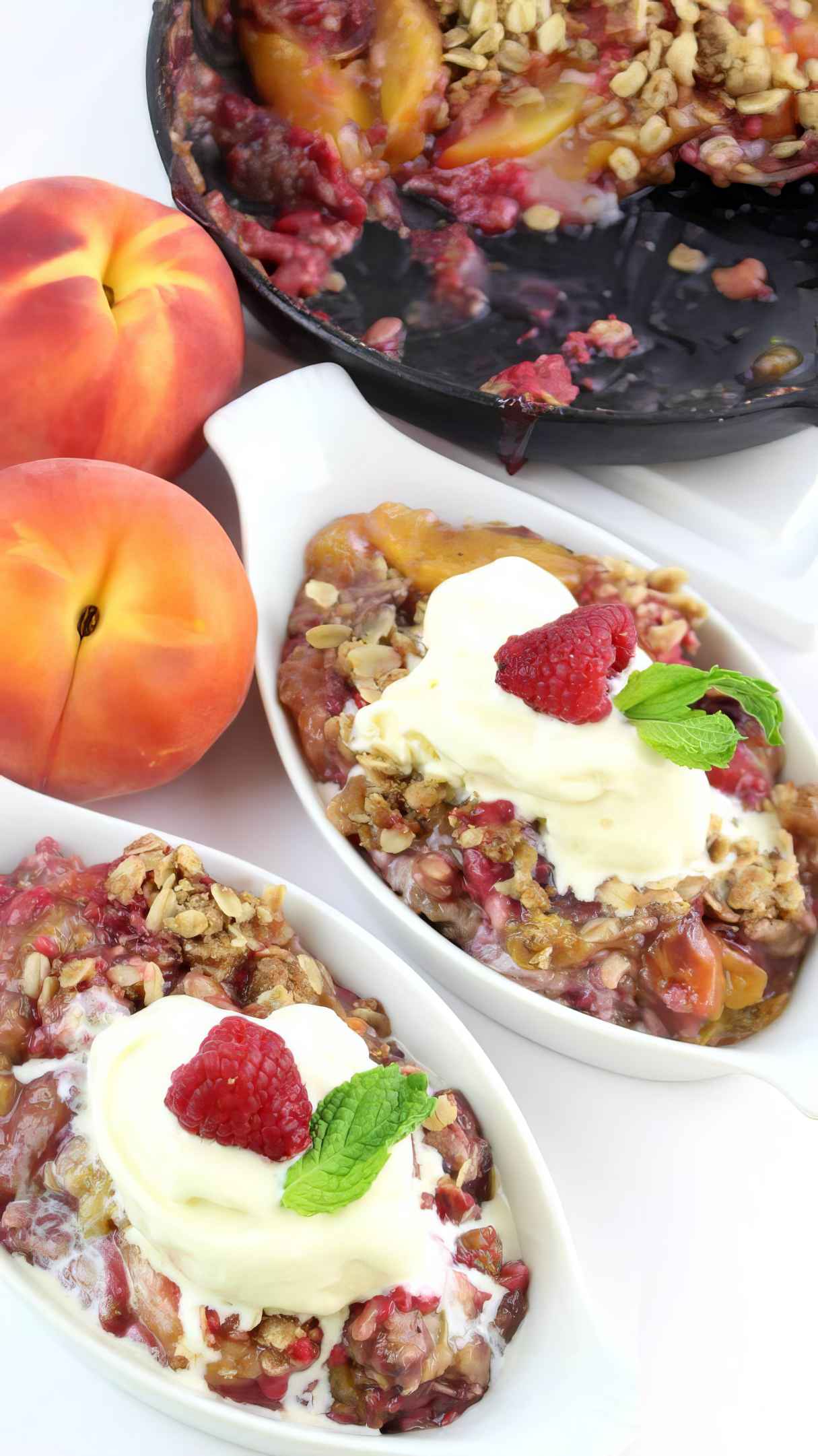 Skillet Peach Raspberry Crisp Recipe