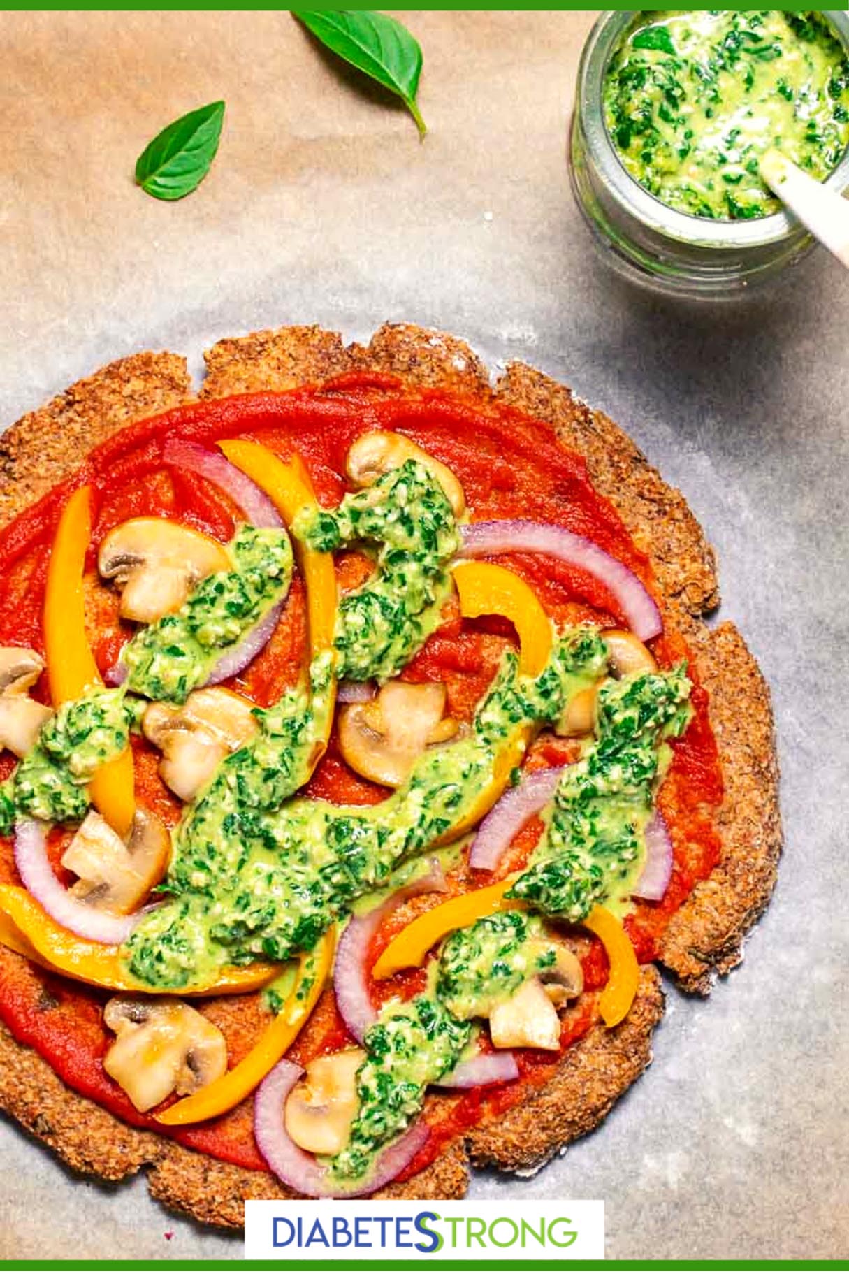 Vegan Cauliflower Pizza with Basil Pesto