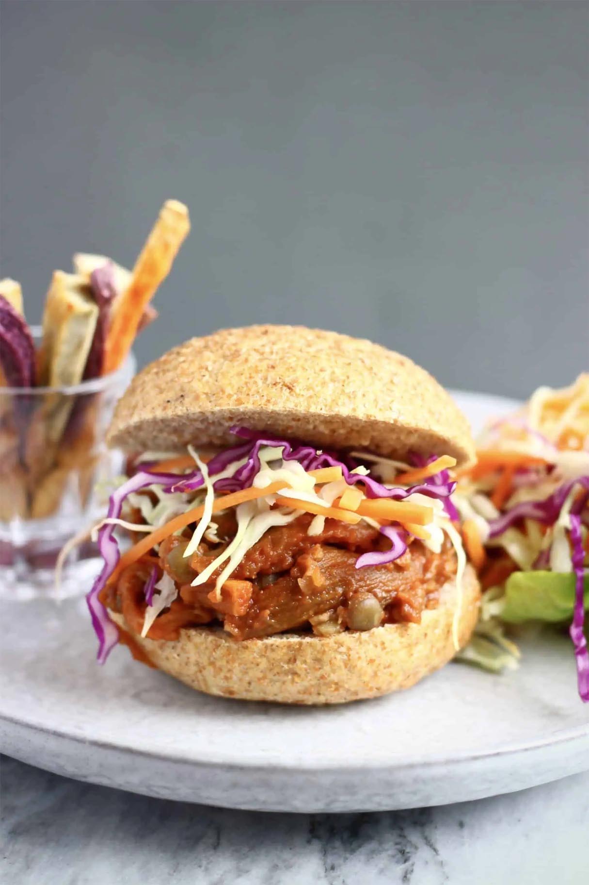 Vegan Eggplant Pulled Pork Burger (GF)